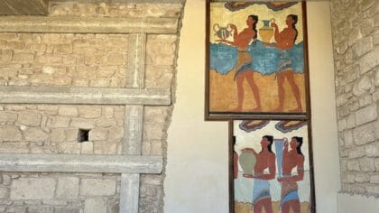 Knossos op Kreta schilderingen fresco van de schenker