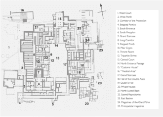 Paleis van Knossos op Kreta plattegrond