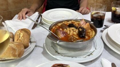 Eten in Noord-Spanje menu del día in Gijón - Fabada Asturiana